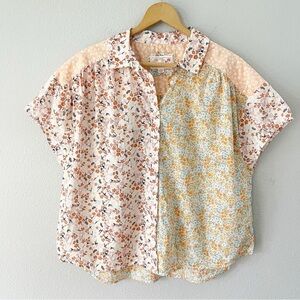 American Eagle Floral Patchwork Button-Up Blouse